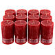 Red candle rustic finish 12 pcs 140x80 mm s1