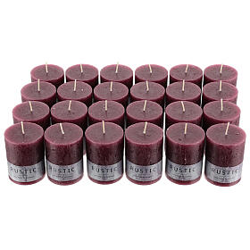 Kerzen rustikaler Stil 24 Stück violett, 80x60 mm