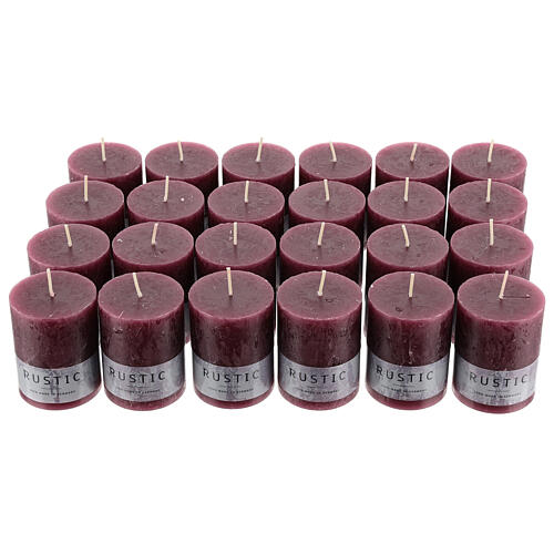 Kerzen rustikaler Stil 24 Stück violett, 80x60 mm 1