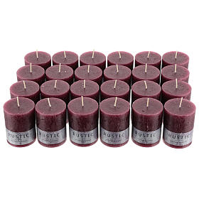 Purple rustic candle, set of 24, 80x60 mm