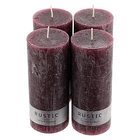 Kerzen rustikaler Stil 4 Stück violett, 170x70 mm