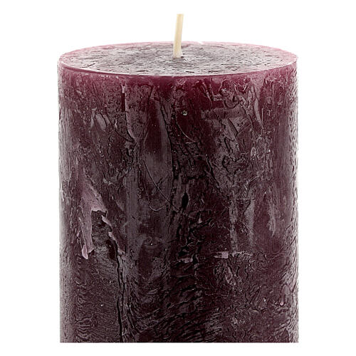 Matt purple rustic candle, set of 4, 170x70 mm 3