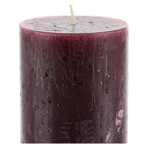 Purple candle, rustic finish, set of 12, 140x80 mm 3
