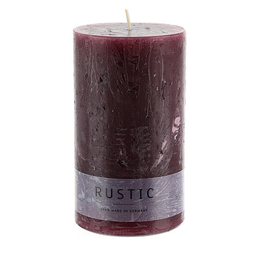 Purple candles with rustic finish 140x80 mm 12 pcs 2