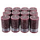 Purple candles with rustic finish 140x80 mm 12 pcs s1