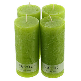 Rustic matt green candle, set of 4, 170x70 mm