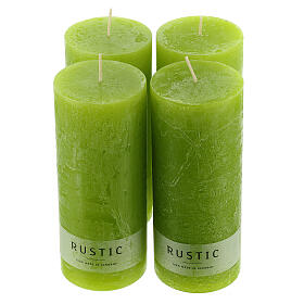 Lime green candles rustic effect 170x70 mm 4 pcs