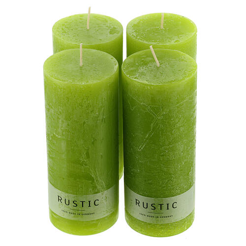 Lime green candles rustic effect 170x70 mm 4 pcs 1