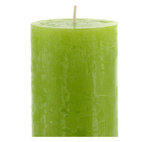 Lime green candles rustic effect 170x70 mm 4 pcs 3
