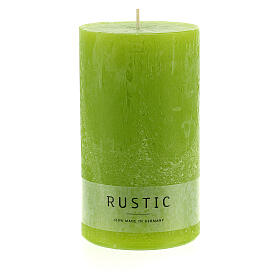 Matt candle, light green rustic finish, set of 12, 140x80 mm