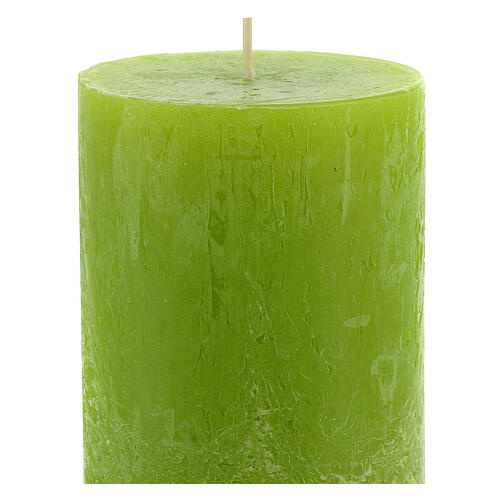 Matt candle, light green rustic finish, set of 12, 140x80 mm 3