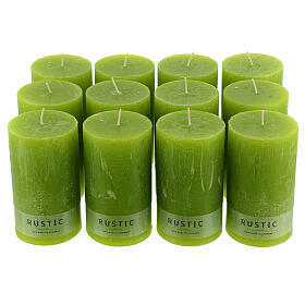 Lime green candles 12 pcs rustic effect 140x80 mm