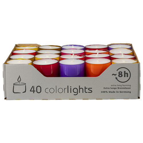 Velas pequenas coloridas tealight winter edition 40 unidades 24x38 mm 1