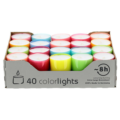 Velas pequenas coloridas tealight cores brilhantes 40 unidades 24x38 mm 1