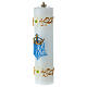 White wax candle with Marian symbols, golden floral pattern, 30 cm s3
