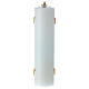 White wax candle with Mariana application and golden floral decorations 30 cm s6
