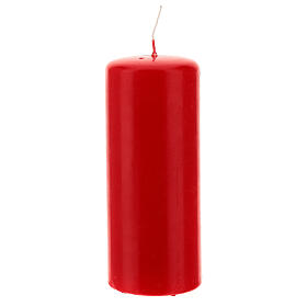 Zylindrische Kerze aus mattem rotem Wachs, 15 x 6 cm
