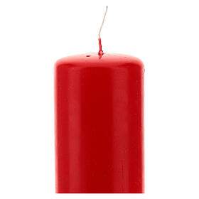 Zylindrische Kerze aus mattem rotem Wachs, 15 x 6 cm