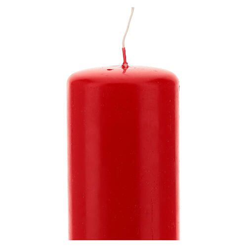 Zylindrische Kerze aus mattem rotem Wachs, 15 x 6 cm 2