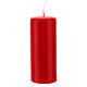 Red opaque pillar wax candle 15x6 cm s1
