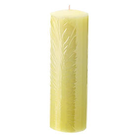 Blessed Sacrament candle, yellow wax, JHS, 7 cm of diameter