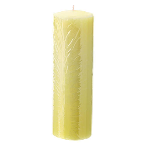 Blessed Sacrament candle, yellow wax, JHS, 7 cm of diameter 2