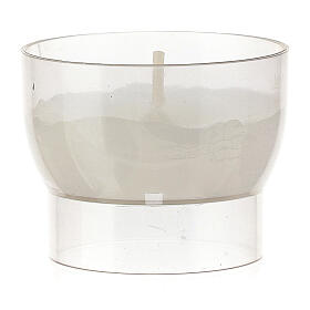 Vela votiva cera branca com copo cálice transparente 4,5x3,5 cm