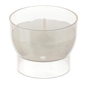 Vela votiva cera branca com copo cálice transparente 4,5x3,5 cm