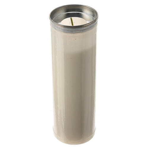 Lampka wotywna biała, wosk biały, wizerunek Świętej Rity, śr. 6 cm 2