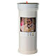 Lamparilla votiva blanca cera blanca imagen Padre Pío d. 8 cm s4