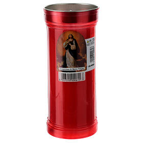 Lumino votivo rosso cera bianca Madonna d. 8 cm