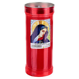 Lumino votivo rosso cera bianca Madonna d. 8 cm