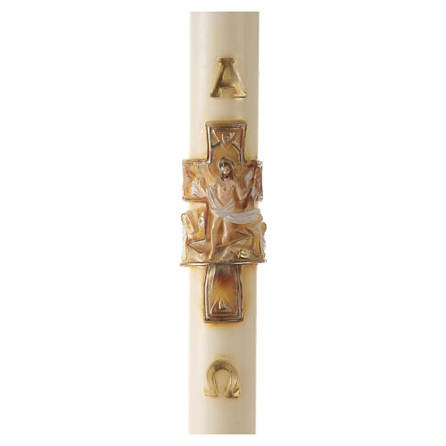 Cero Pasquale avorio Gesù Risorto in rilievo colorato 120x8 cm 1