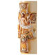 Círio Pascal cor marfim Cruz Jesus Ressuscitado e letras Alfa e Ómega, 120x8 cm s3