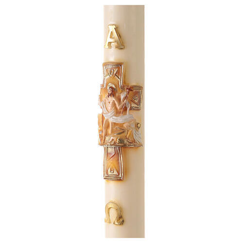 Ivory Paschal candle Risen Jesus in colored relief 120x8 cm 5