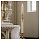 Ivory Paschal candle Risen Jesus in colored relief 120x8 cm s2