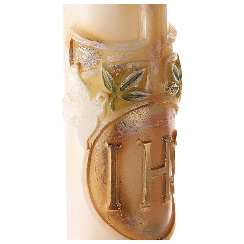 Ivory Paschal candle with embossed decoration, JHS on a cross, 120x8 cm 3