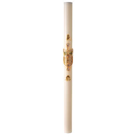 Cierge pascal couleur ivoire JHS sur croix en relief 120x8 cm