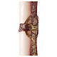 Osterkerze, gelblichweiß, rotes Kreuz mit Lamm, Alpha und Omega, Kreuz, 120x8cm s3