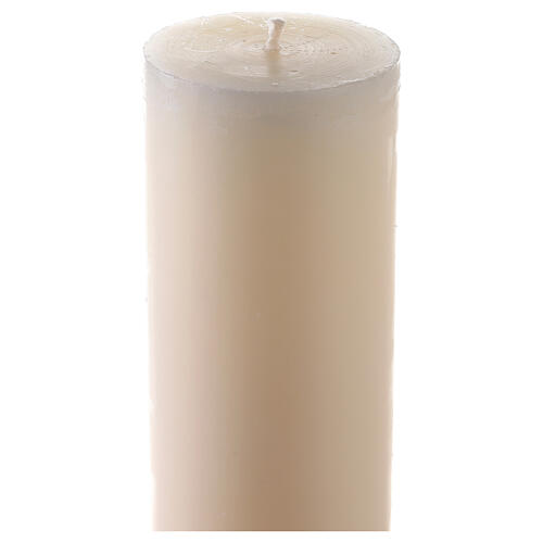 Ivory Paschal candle, stylised red cross with Lamb, Alpha and Omega, 120x8 cm 6