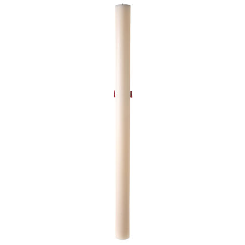 Ivory Paschal candle, stylised red cross with Lamb, Alpha and Omega, 120x8 cm 7