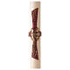 Ivory Paschal candle, stylised red cross with Lamb, Alpha and Omega, 120x8 cm s1