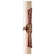 Círio Pascal cor marfim Cruz vermelha com Cordeiro de Deus e letras Alfa e Ómega, 120x8 cm s5