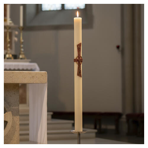 Paschal candle ivory red cross with lamb Alpha Omega cross 120x8 cm 2