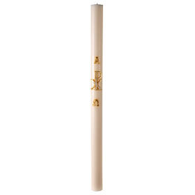 Ivory Paschal candle with Chi-Rho, Alpha and Omega 120x8 cm