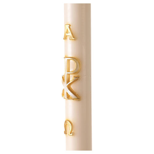 Ivory Paschal candle with Chi-Rho, Alpha and Omega 120x8 cm 4