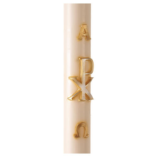 Ivory Paschal candle with Chi-Rho, Alpha and Omega 120x8 cm 5