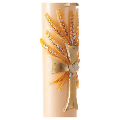 Ivory Paschal candle with cross and ears of wheat 120x8 cm 3