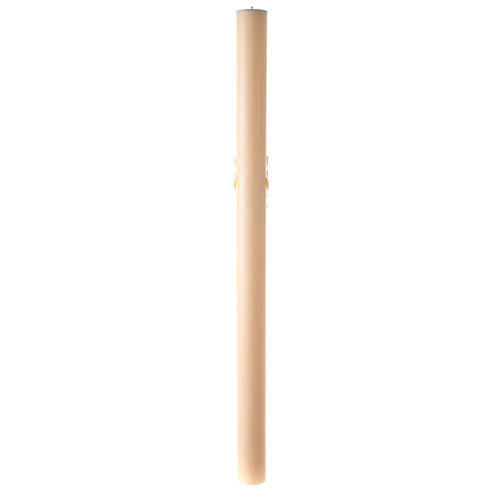 Ivory Paschal candle with cross and ears of wheat 120x8 cm 7