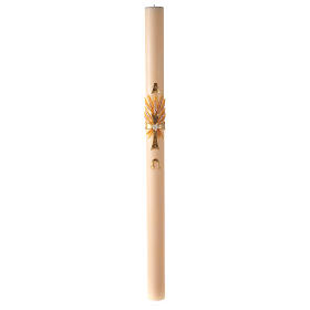 Paschal candle in ivory with cross and ears of wheat 120x8 cm